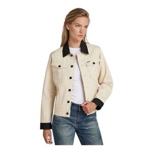 G-Star RAW Arc 3D Jacket PM Ecru Denim Contrast Collar NWT Small & XS Pockets
